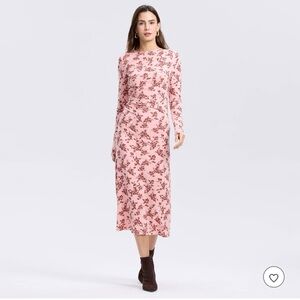 NWT a new day Pink vintage bloom Floral Long-Sleeve Midi Dress women’s small.
